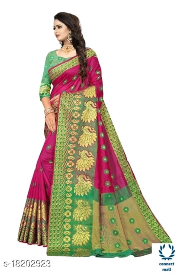COTTON BASED JACQUARD SAREES - Saree Length Size-5.5m Blouse Length Size-0.8, Cotton Silk, Zari Woves, Pack of;1
